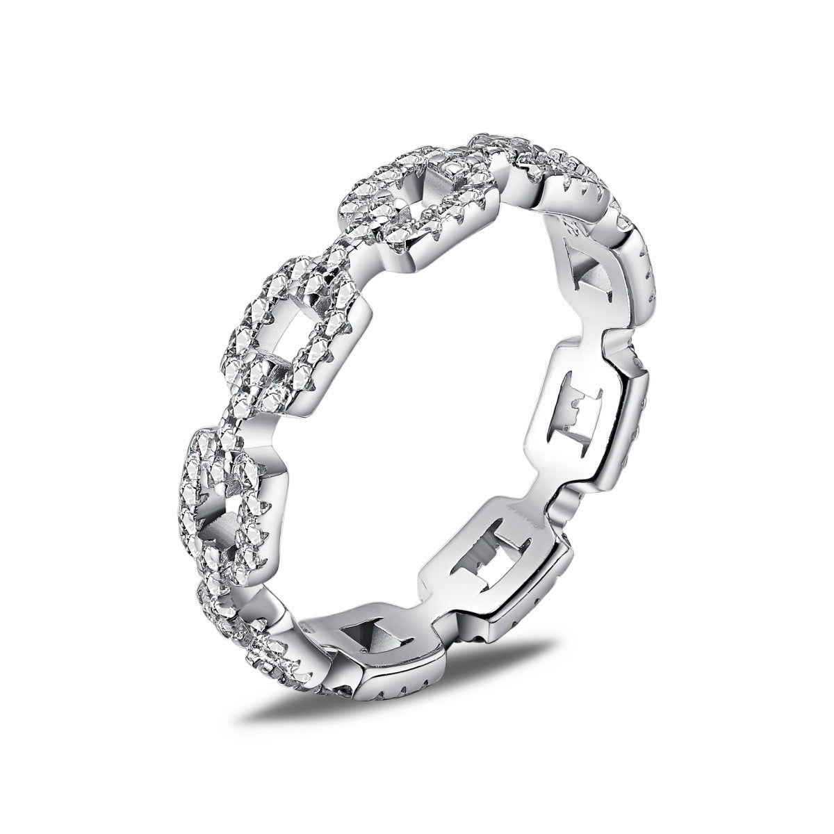 Anello catena con zirconi