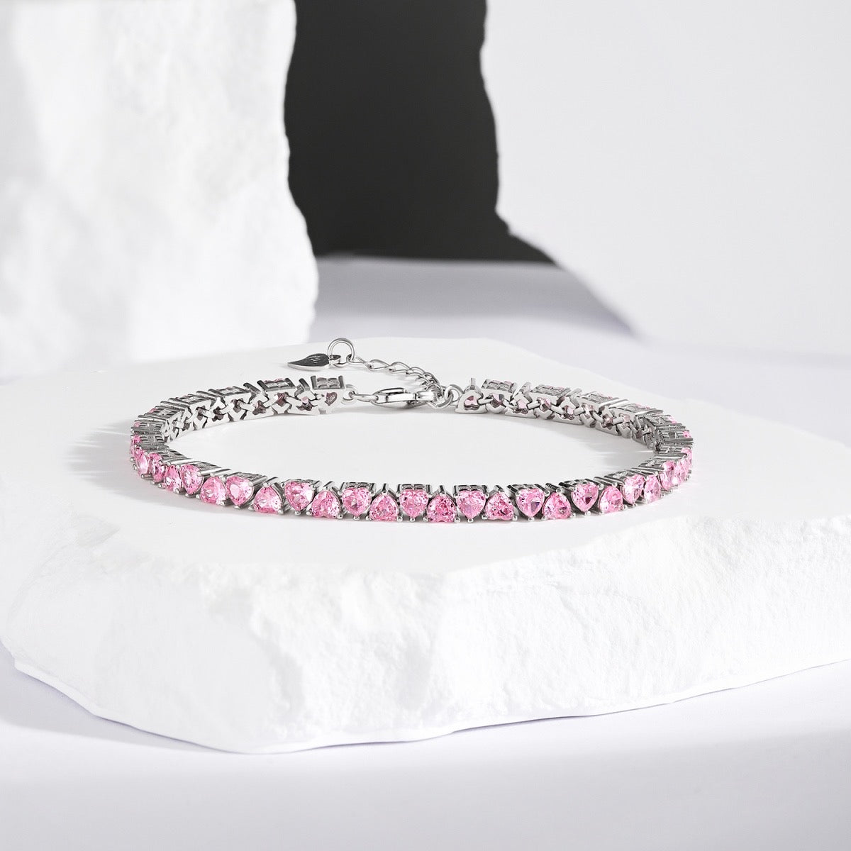 Bracciale cuori alterni rosa