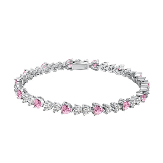 Bracciale con cuori rosa e trasparenti