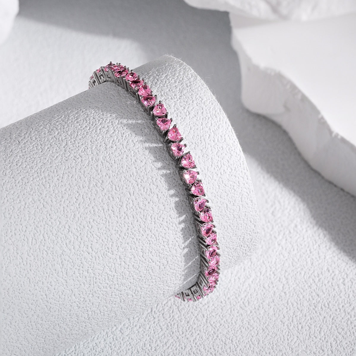 Bracciale cuori alterni rosa