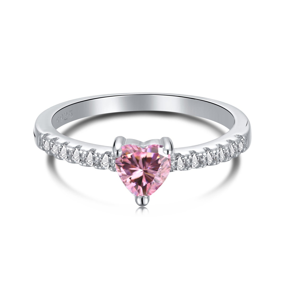 Anello con cuore piccolo in zirconi rosa