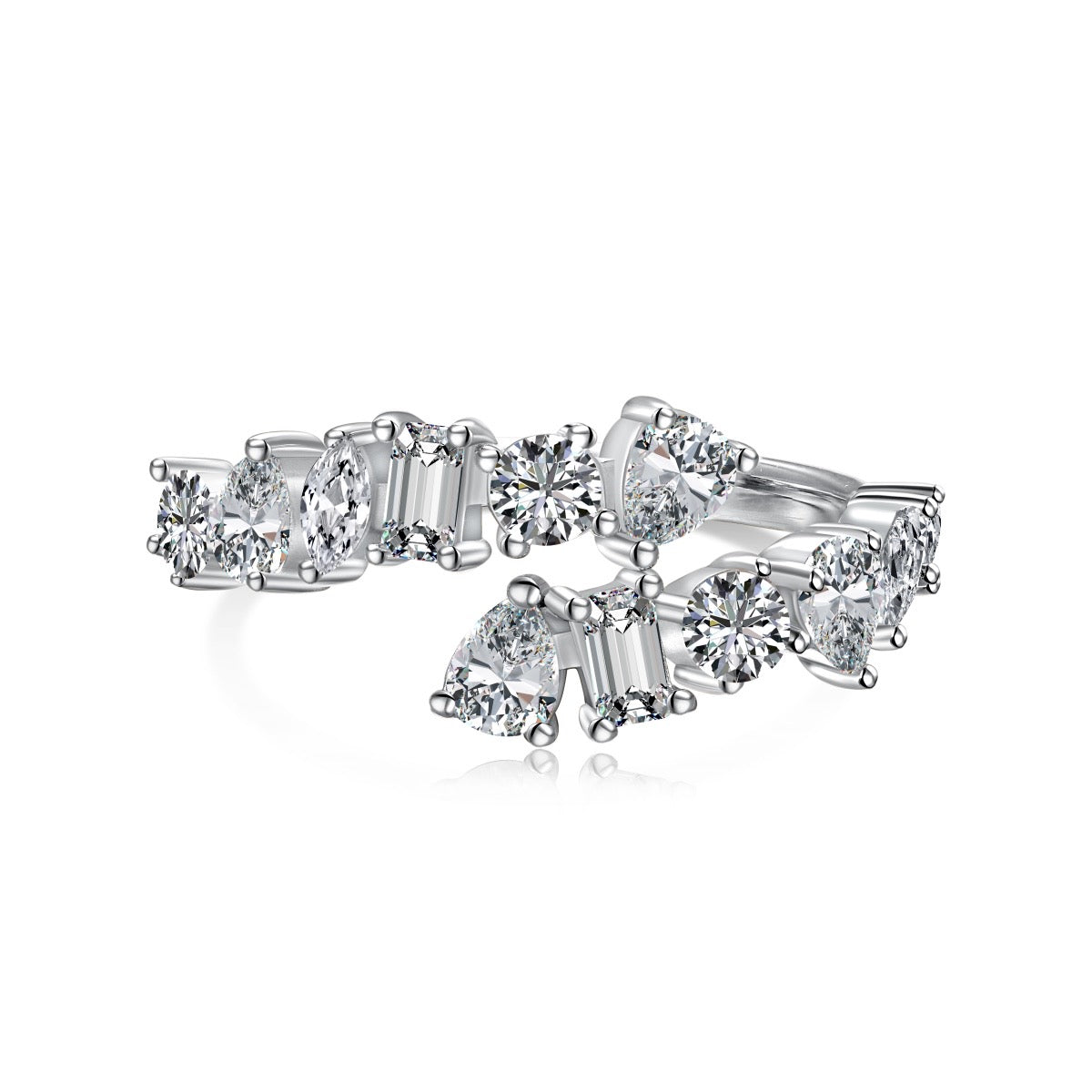 Anello regolabile con zirconi asimmetrici