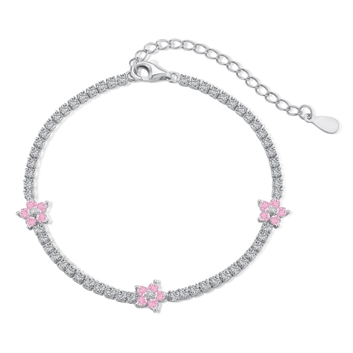 Bracciale fiori di pesco con zirconi