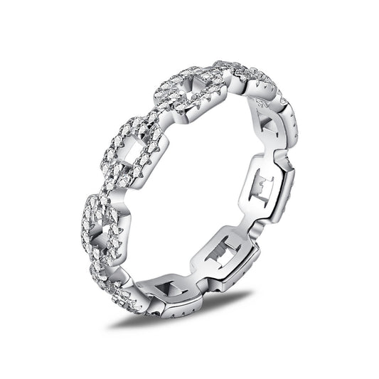 Anello catena con zirconi