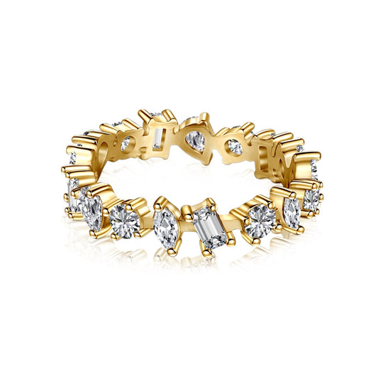 Anello con zirconi asimmetrici