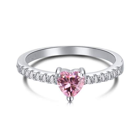 Anello con cuore piccolo in zirconi rosa