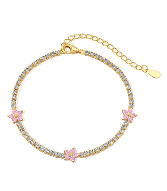 Bracciale fiori di pesco con zirconi